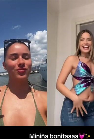 3. Sultry Mar Lucas Vilar Shows Cleavage in Olive Bikini Top