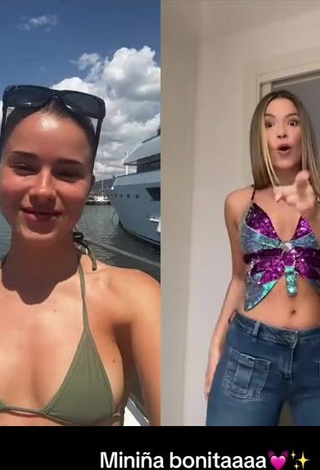 6. Sultry Mar Lucas Vilar Shows Cleavage in Olive Bikini Top