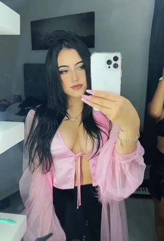 4. Sexy melipandda Shows Cleavage in Pink Crop Top (Side Boob)