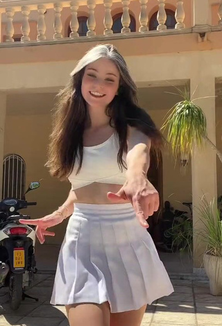 Hottest Nadine Breaty in White Crop Top