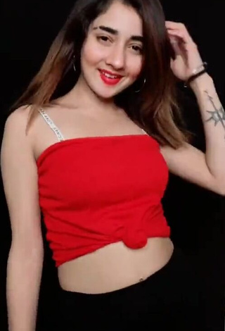 3. Titillating Nisha Bhatt in Red Crop Top