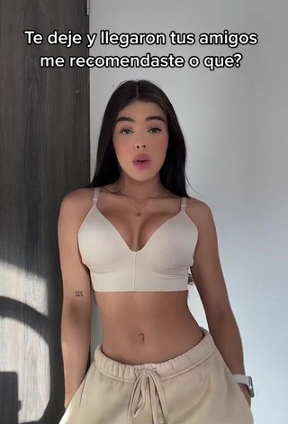 priv_mav Shows Cleavage in Hot Beige Crop Top