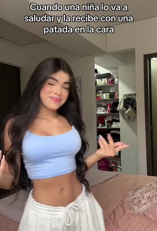 Elegant priv_mav Shows Cleavage in Blue Crop Top