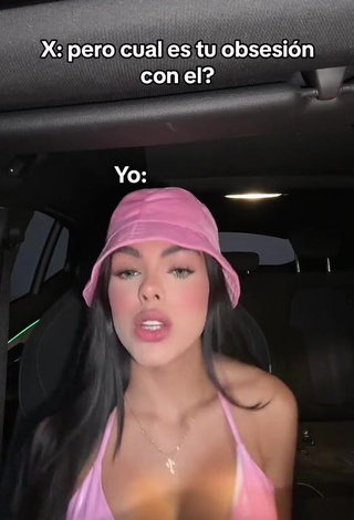 3. Beautiful priv_mav Shows Cleavage in Sexy Pink Bikini Top in a Car (Side Boob)