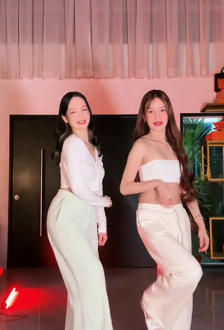 2. Sexy Marie Twins Shows Cleavage in White Tube Top