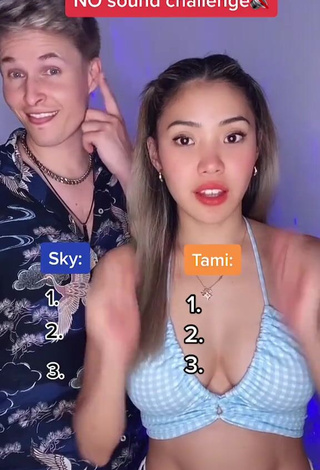 Lovely Sky & Tami Shows Cleavage in Checkered Crop Top (Side Boob)