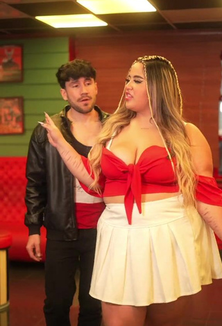 Adorable Maleja Rodriguez Shows Cleavage in Seductive Red Crop Top