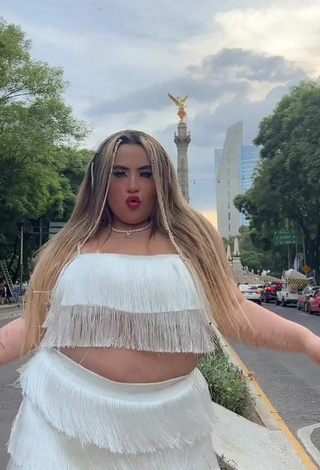 Sweetie Maleja Rodriguez Shows Cleavage in White Crop Top in a Street