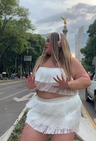 4. Sweetie Maleja Rodriguez Shows Cleavage in White Crop Top in a Street