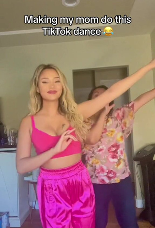 Beautiful Star Abelar Shows Cleavage in Sexy Pink Crop Top