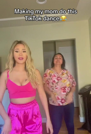 3. Beautiful Star Abelar Shows Cleavage in Sexy Pink Crop Top