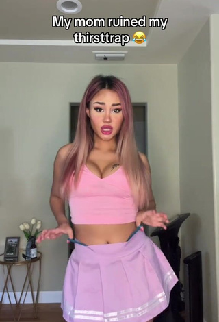 Sweetie Star Abelar Shows Cleavage in Pink Crop Top