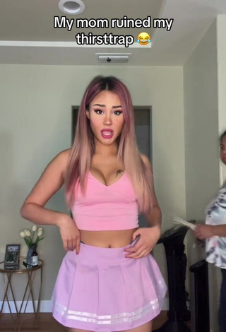 2. Sweetie Star Abelar Shows Cleavage in Pink Crop Top