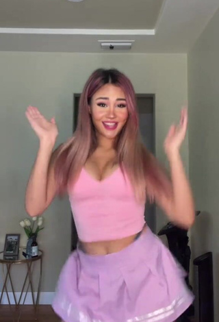 6. Cute Star Abelar Shows Cleavage in Pink Crop Top