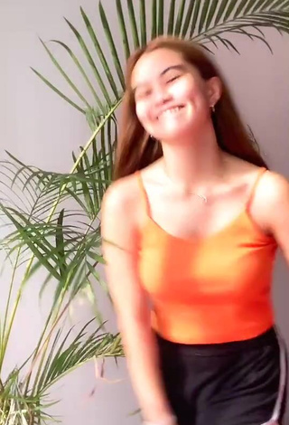 Vanessa Kate Alvarez Looks Fine in Orange Crop Top