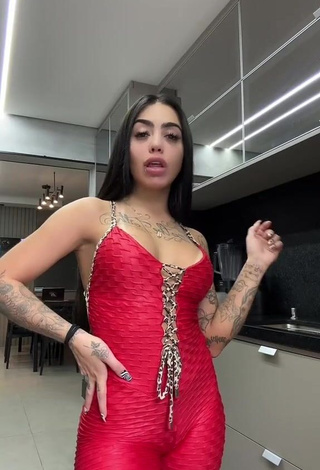 Sexy Mirella xbadmix Shows Cleavage in Red Overall