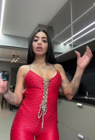 2. Sexy Mirella xbadmix Shows Cleavage in Red Overall