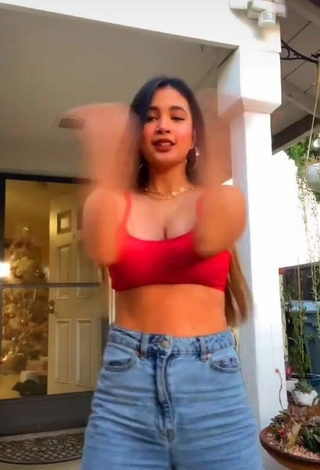 Sexy Sammie Rimando in Red Crop Top