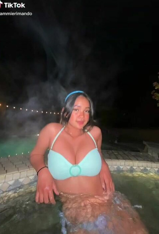 4. Luscious Sammie Rimando in Blue Bikini Top at the Swimming Pool