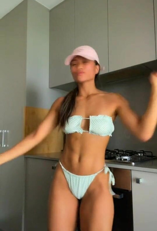 5. Cute Sarah Magusara in Light Green Bikini