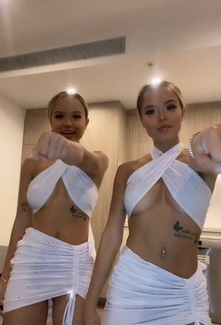 2. Sultry Carly & Christy Connell in White Crop Top (Underboob)