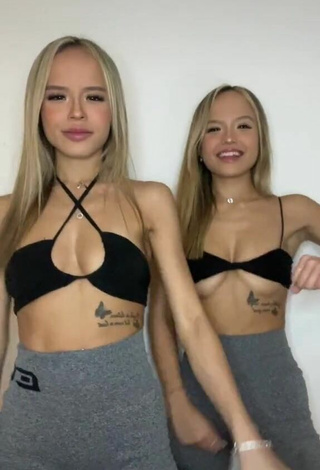 2. Seductive Carly & Christy Connell in Black Crop Top (Underboob)