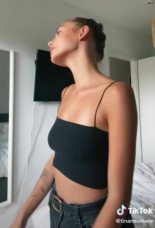 5. Sultry Tina Neumann in Black Crop Top