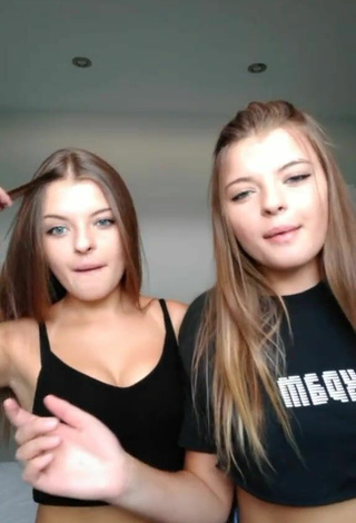 Hot Tania & Nastia in Black Crop Top