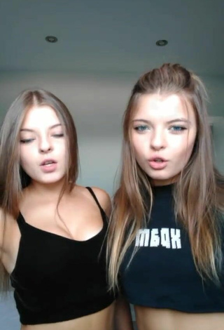 4. Hot Tania & Nastia in Black Crop Top