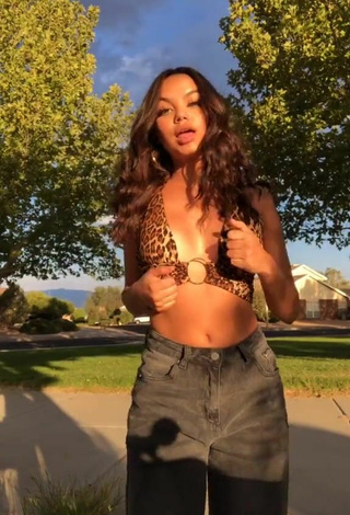 Cute Xo.genna in Leopard Crop Top in a Street