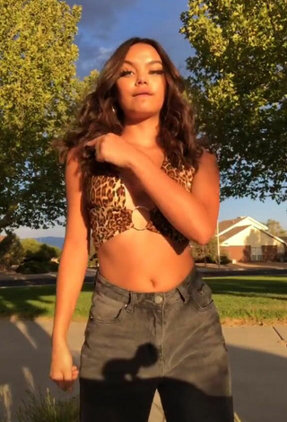 3. Cute Xo.genna in Leopard Crop Top in a Street