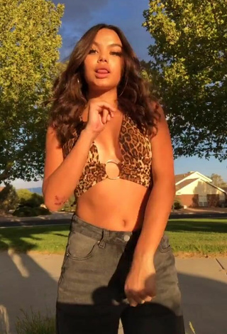 5. Cute Xo.genna in Leopard Crop Top in a Street