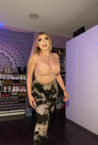 Bryanna Abbruzzo in Erotic Beige Crop Top