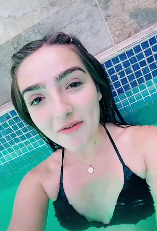 Sexy Elaine Haro in Black Bikini at the Swimming Pool