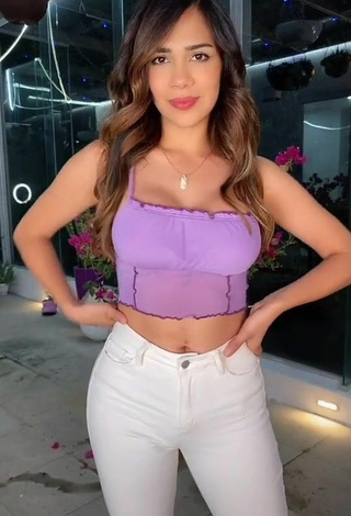 Sultry Ely Blancarte in Violet Crop Top