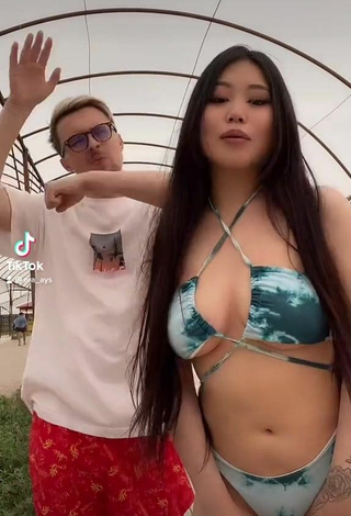 4. Erotic Ayushieva Erzhena in Bikini and Bouncing Boobs (Underboob)