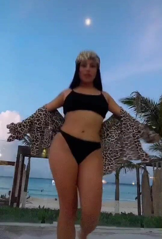 1. Luscious Fernanda Ortega in Black Bikini at the Beach