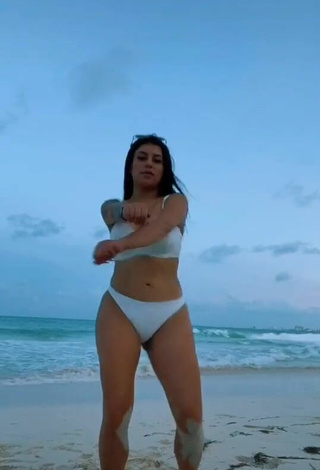 2. Hottest Fernanda Ortega in White Bikini at the Beach