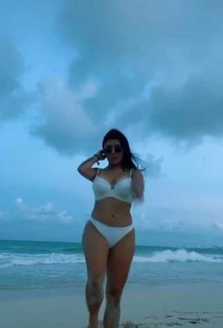 Cute Fernanda Ortega in White Bikini at the Beach