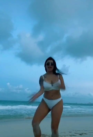 3. Cute Fernanda Ortega in White Bikini at the Beach