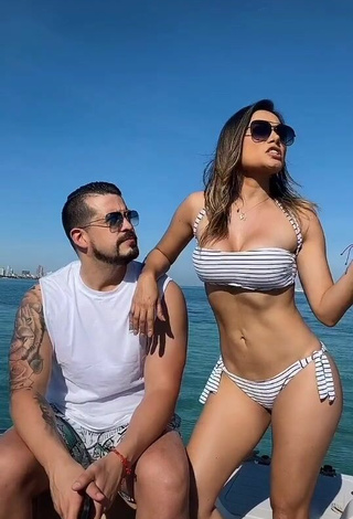 2. Luscious Gaby Asturias in Striped Bikini on a Boat