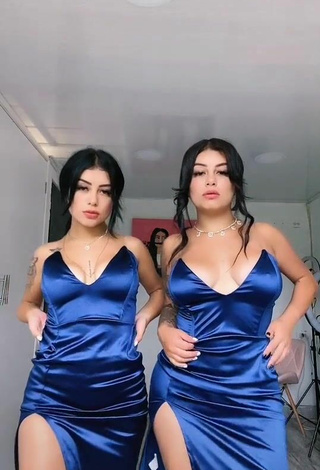 Sultry Gemelas Ortega in Blue Dress