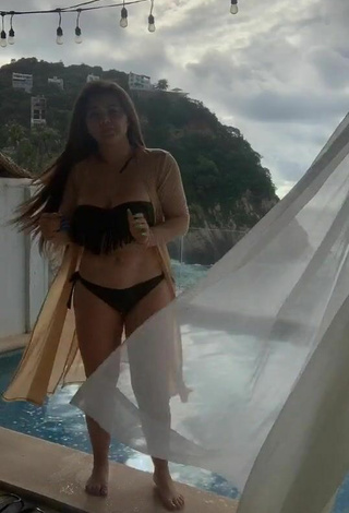 Sultry Aracely Ordaz Campos in Black Bikini at the Swimming Pool