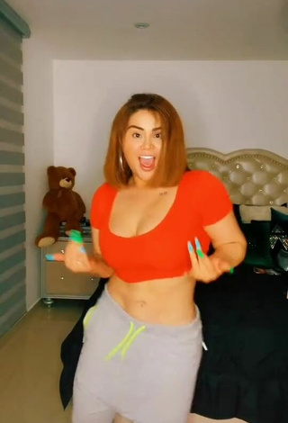 2. Titillating Aracely Ordaz Campos Shows Cleavage in Red Crop Top