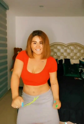 4. Titillating Aracely Ordaz Campos Shows Cleavage in Red Crop Top