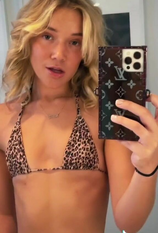 3. Sweet Olivia Ponton in Cute Leopard Bikini Top