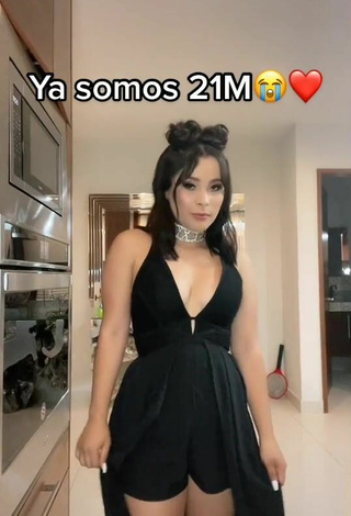 Luscious Michel Chavez Shows Cleavage in Black Overall