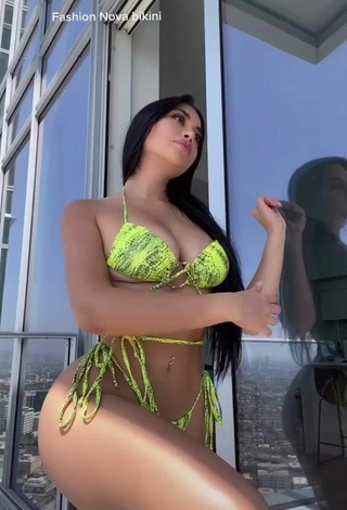 Titillating Jailyne Ojeda Ochoa in Snake Print Bikini on the Balcony (Underboob)