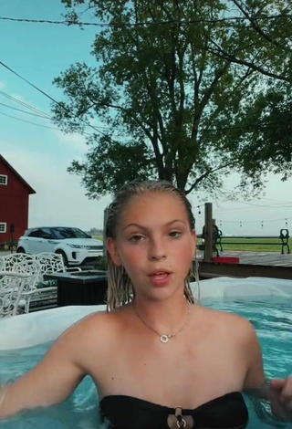 2. Hot Jordyn Jones in Black Bikini at the Swimming Pool