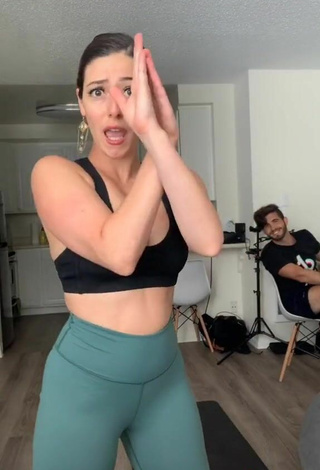 4. Sultry Josette Pimenta in Olive Leggings and Bouncing Boobs